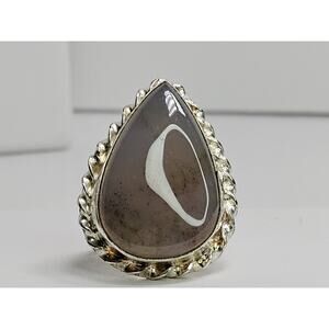 Vintage Colossal Handmade Costume Pear Shape Stone Ring Size 8.5